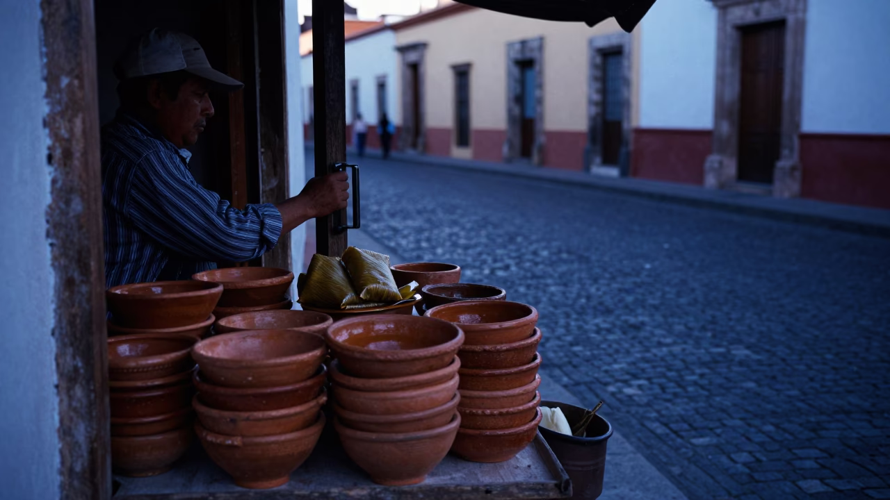 Before Sunrise in Oaxaca at Sunrise Light in in Oaxaca, Mexico