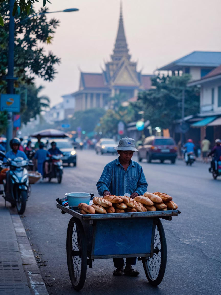Before Sunrise in Phnom Penh at Sunrise Light in in Phnom Penh, Cambodia