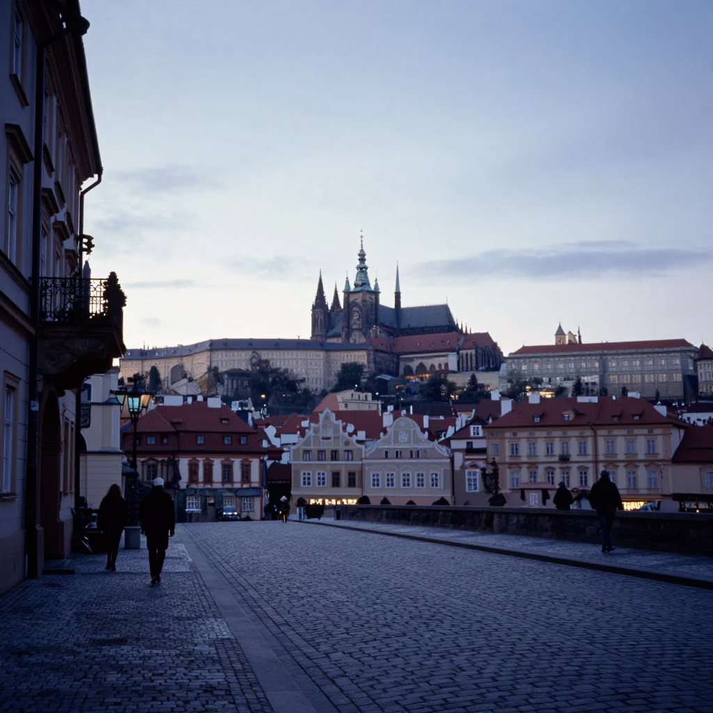 Before Sunrise in Prague at The Still Hours Before Dawn Light in in Prague, Czech Republic