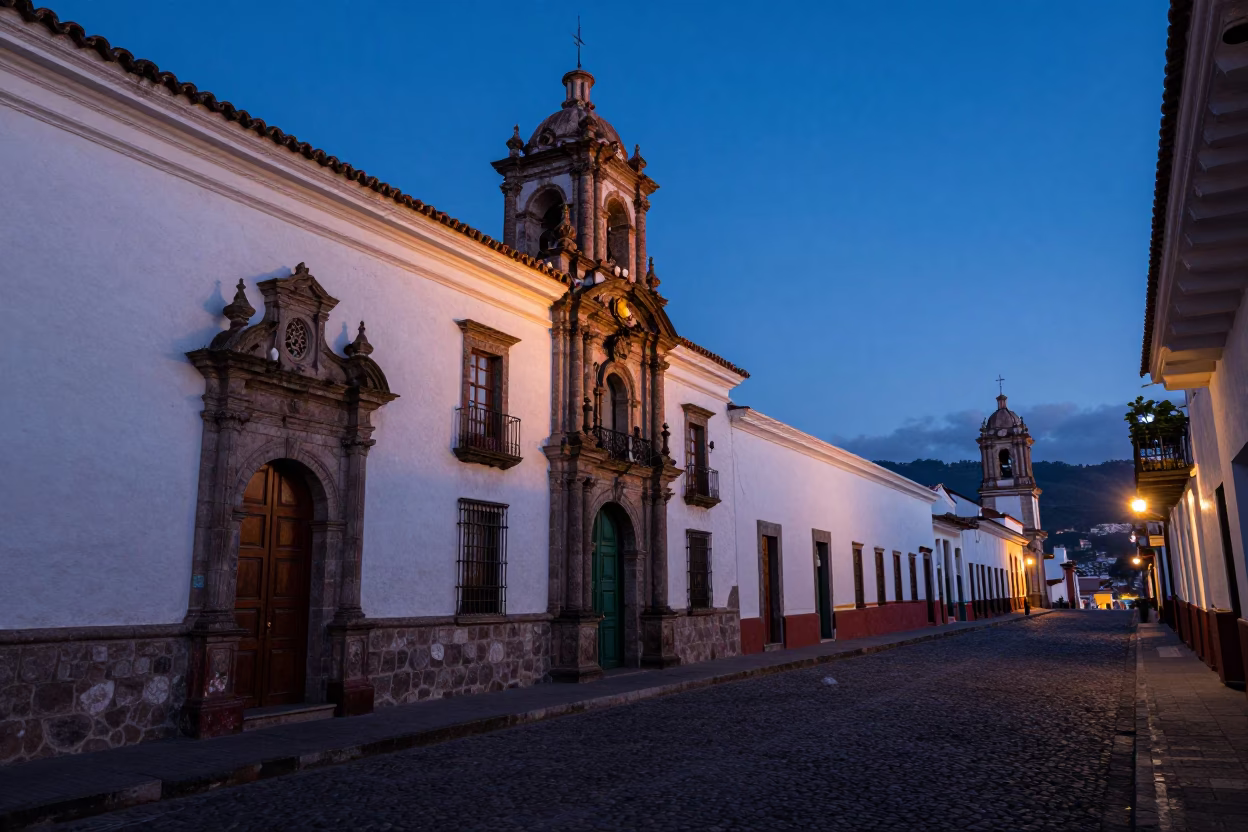 Before Sunrise in Quito at The Still Hours Before Dawn Light in in Quito, Ecuador
