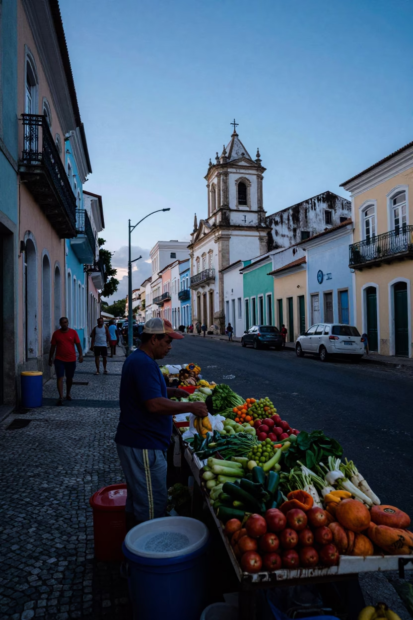 Before Sunrise in Salvador at The Still Hours Before Dawn Light in in Salvador, Brazil