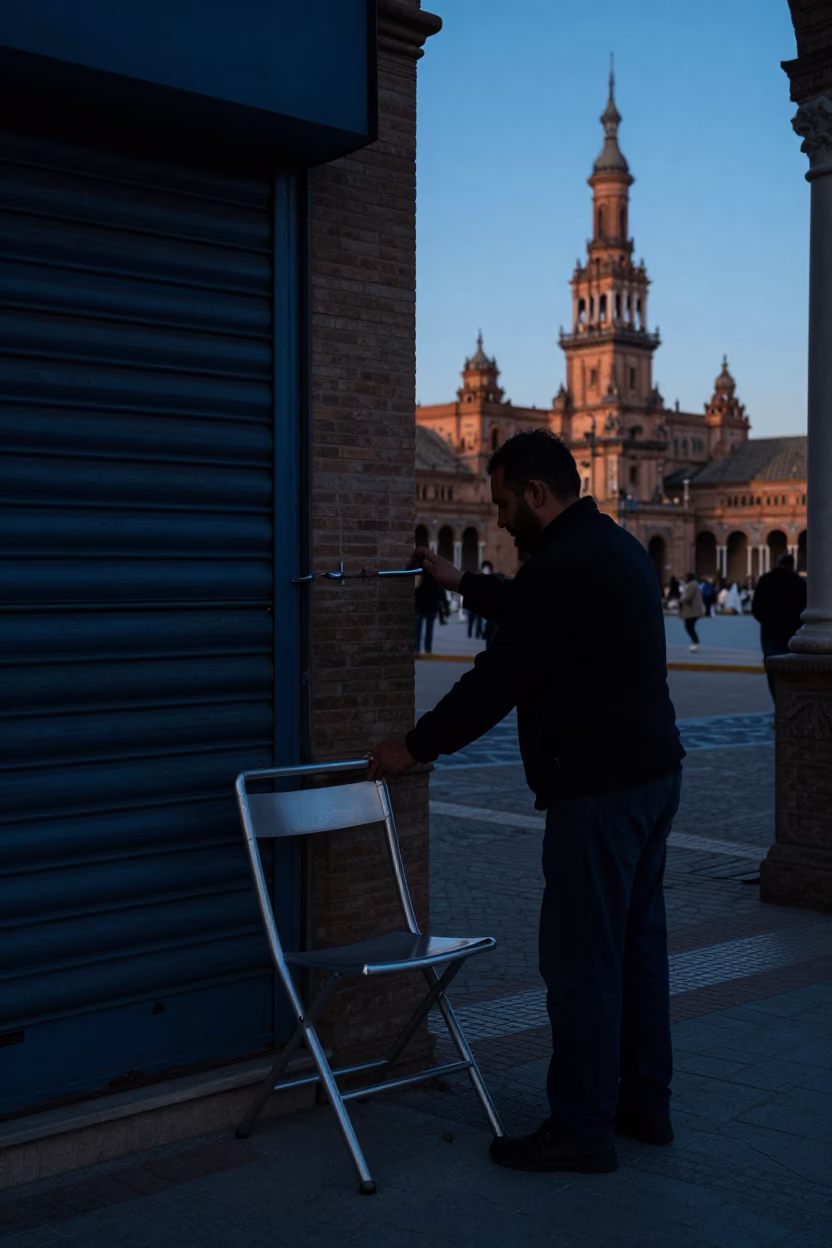 Before Sunrise in Seville at Sunrise Light in in Seville, Spain