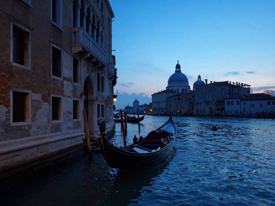 Before Sunrise in Venice at The Still Hours Before Dawn Light in in Venice, Italy