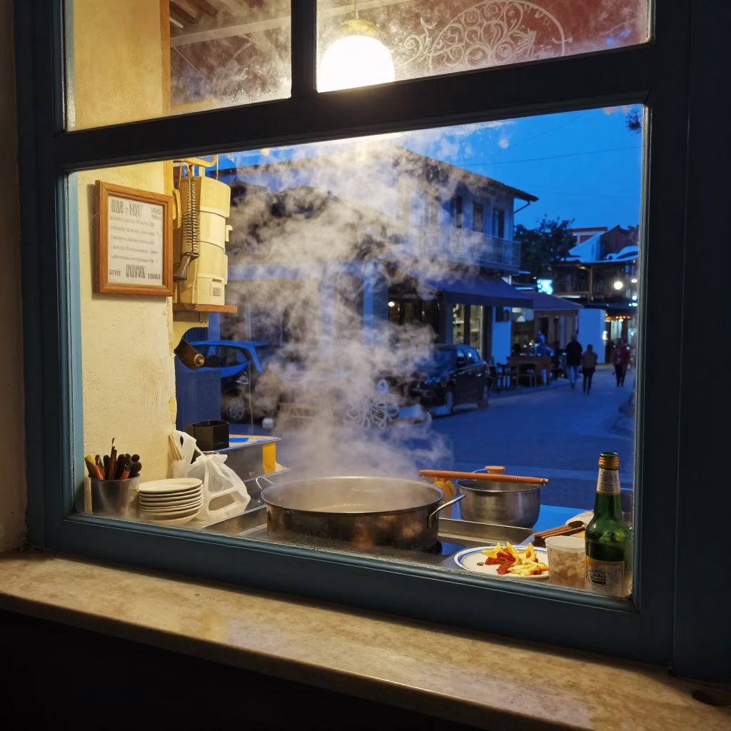 Behind Steam in Athens in in Athens, Greece