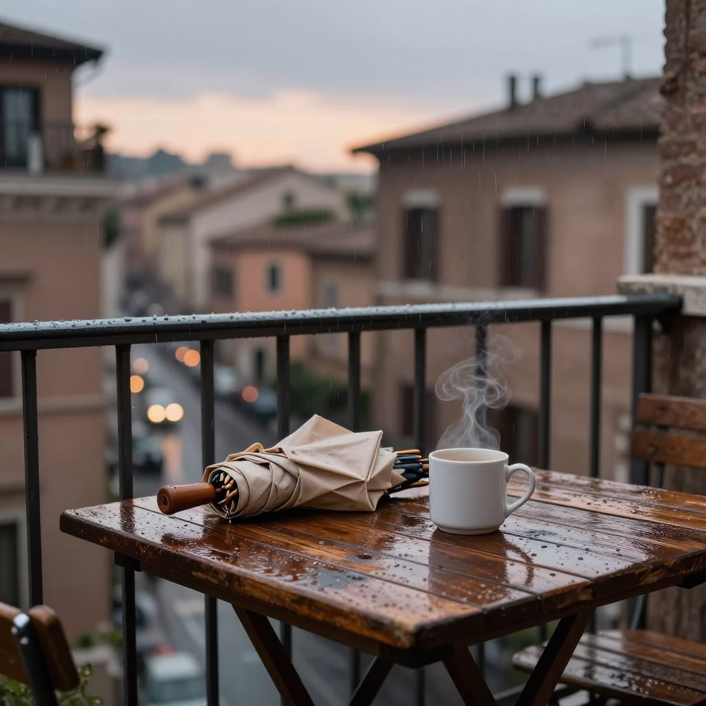 Beige Umbrella in Rome in in Rome, Italy