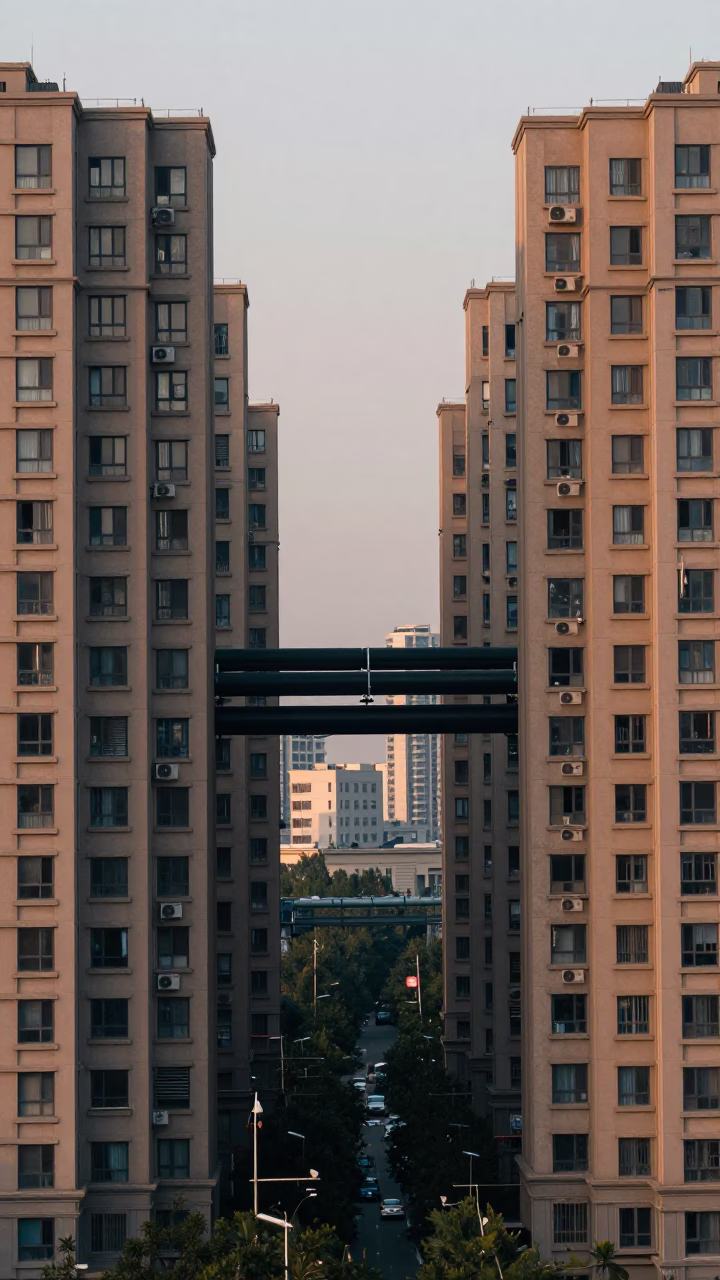 Beijing Apartment Blocks at Nautical Dawn Light in in Beijing, China