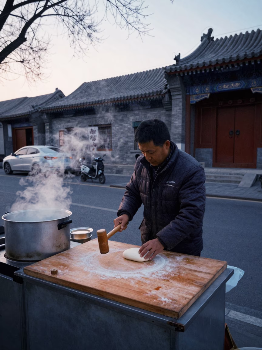 Beijing Before Sunrise at Sunrise Light in in Beijing, China