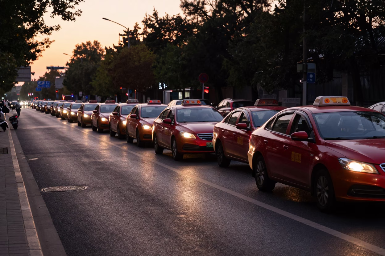Beijing Twilight Scene at Copper-toned Light Before Dusk in in Beijing, China