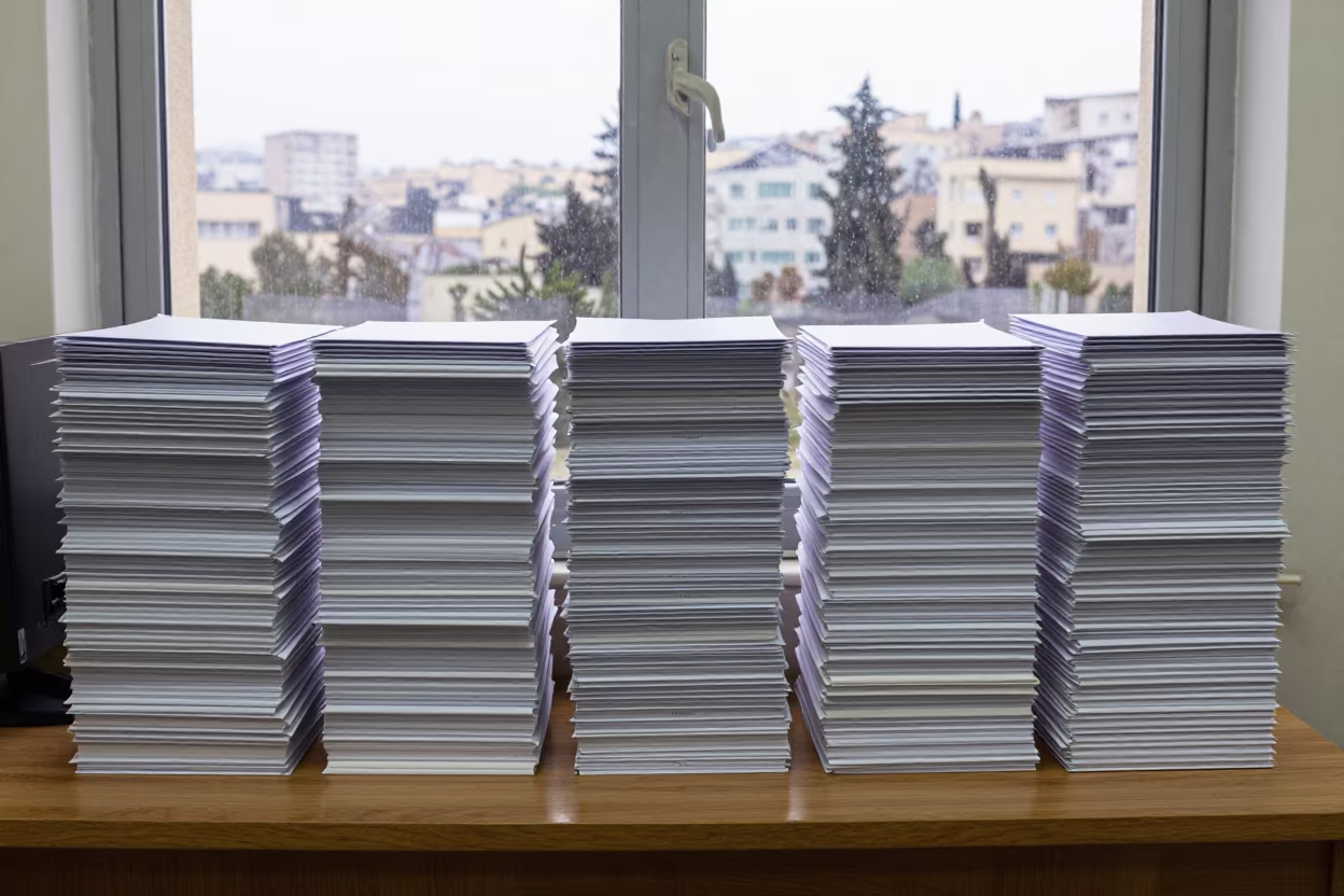 Beirut Ballot Envelopes Lean at Dawn in inside a campaign office in Beirut