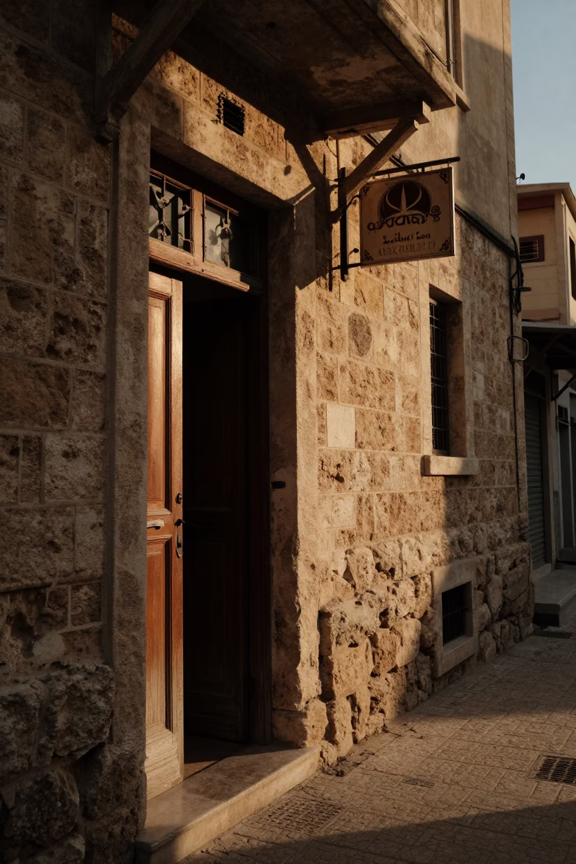 Beirut Evening Street Scene with Dusty Doorframe and Signet Ring Detail in in Beirut, Lebanon
