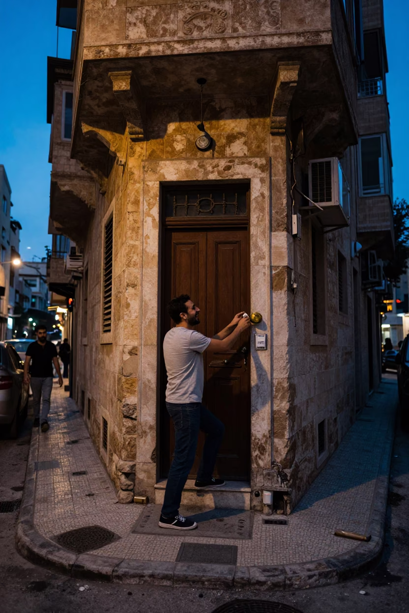 Beirut Evening Street Scene with Local Interaction and Urban Details in in Beirut, Lebanon