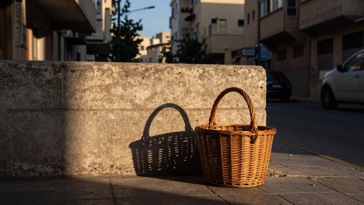 Beirut Lebanon Early Evening Street Scene with Wicker Shadow and Cedar Tree in in Beirut, Lebanon