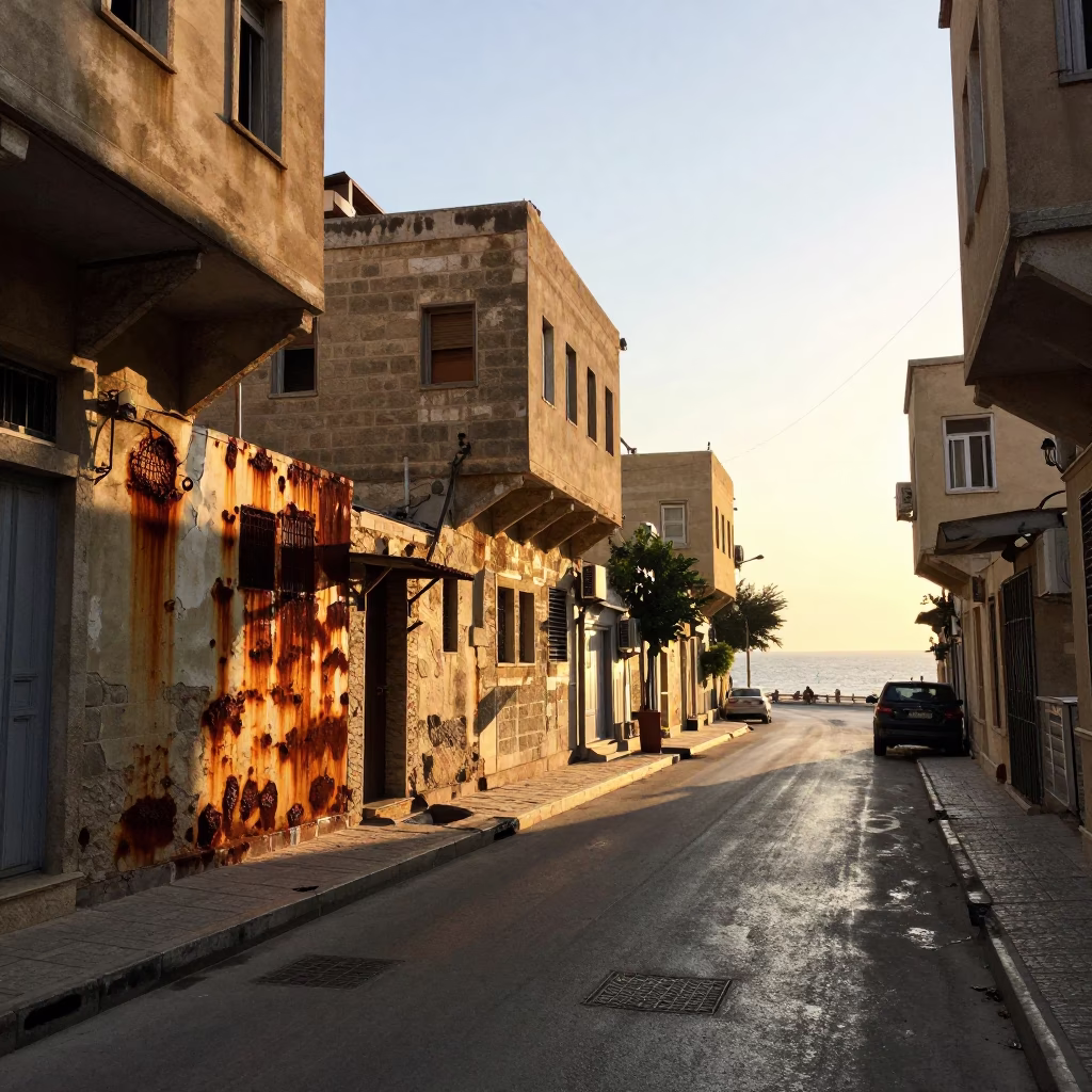 Beirut Lebanon Street Scene Early Morning Light Rusty Walls and Colorful Facades in in Beirut, Lebanon