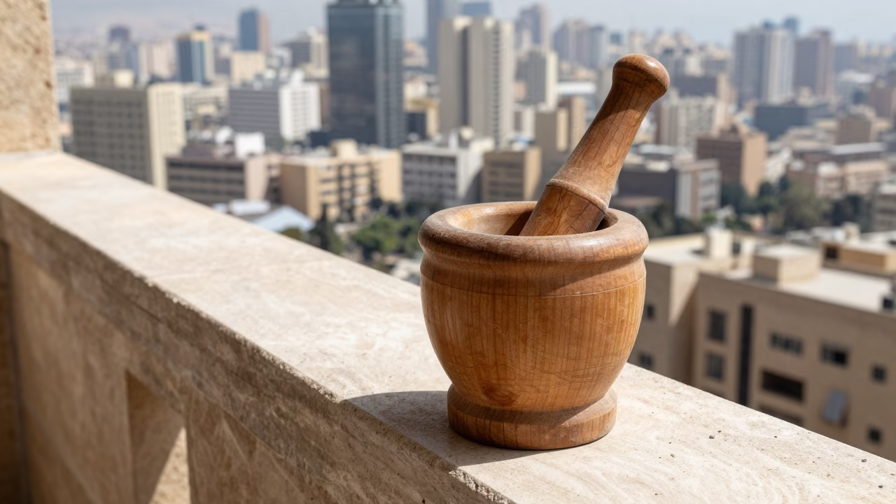 Beirut Pestle at Flat Noon Light in in Beirut, Lebanon