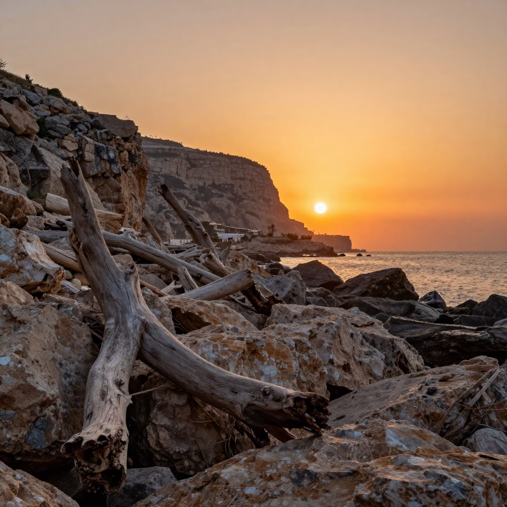 Beirut 's Rocky Coastline And Stone Breakwater in in Beirut, Lebanon