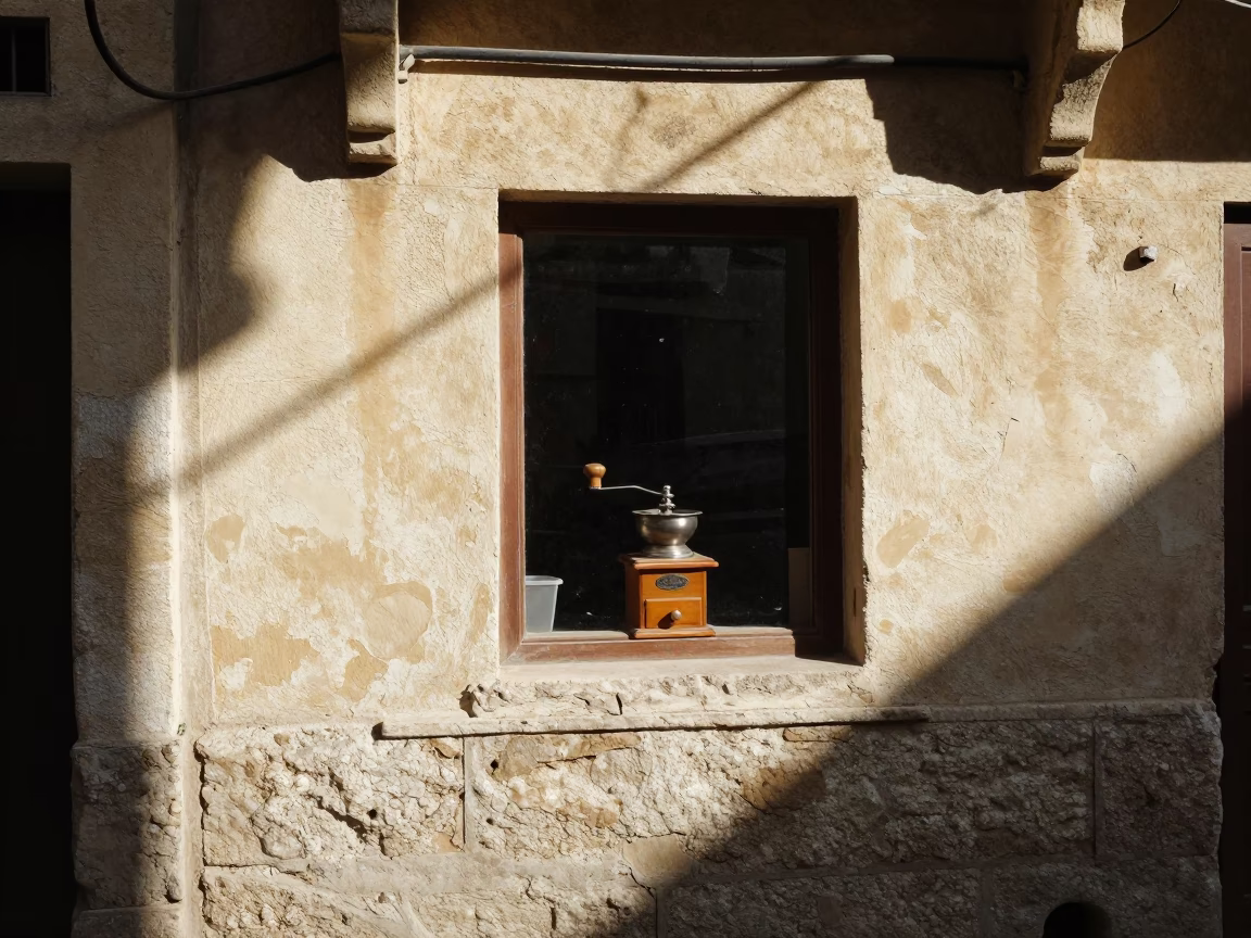 Beirut Street Scene Early Afternoon with Coffee Grinder and Dust on Hinge in in Beirut, Lebanon