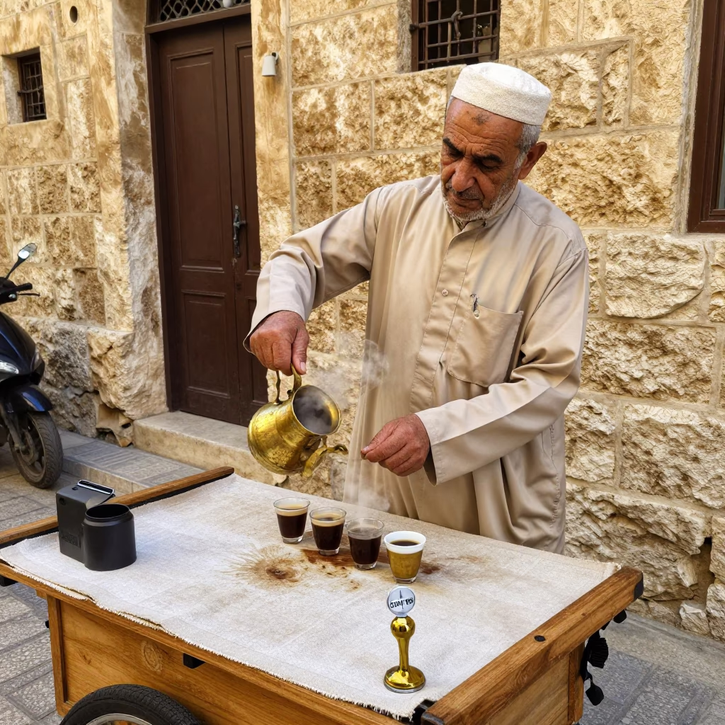 Beirut Street Vendor Afternoon with Carafe Stopper and Linen Cloth in in Beirut, Lebanon