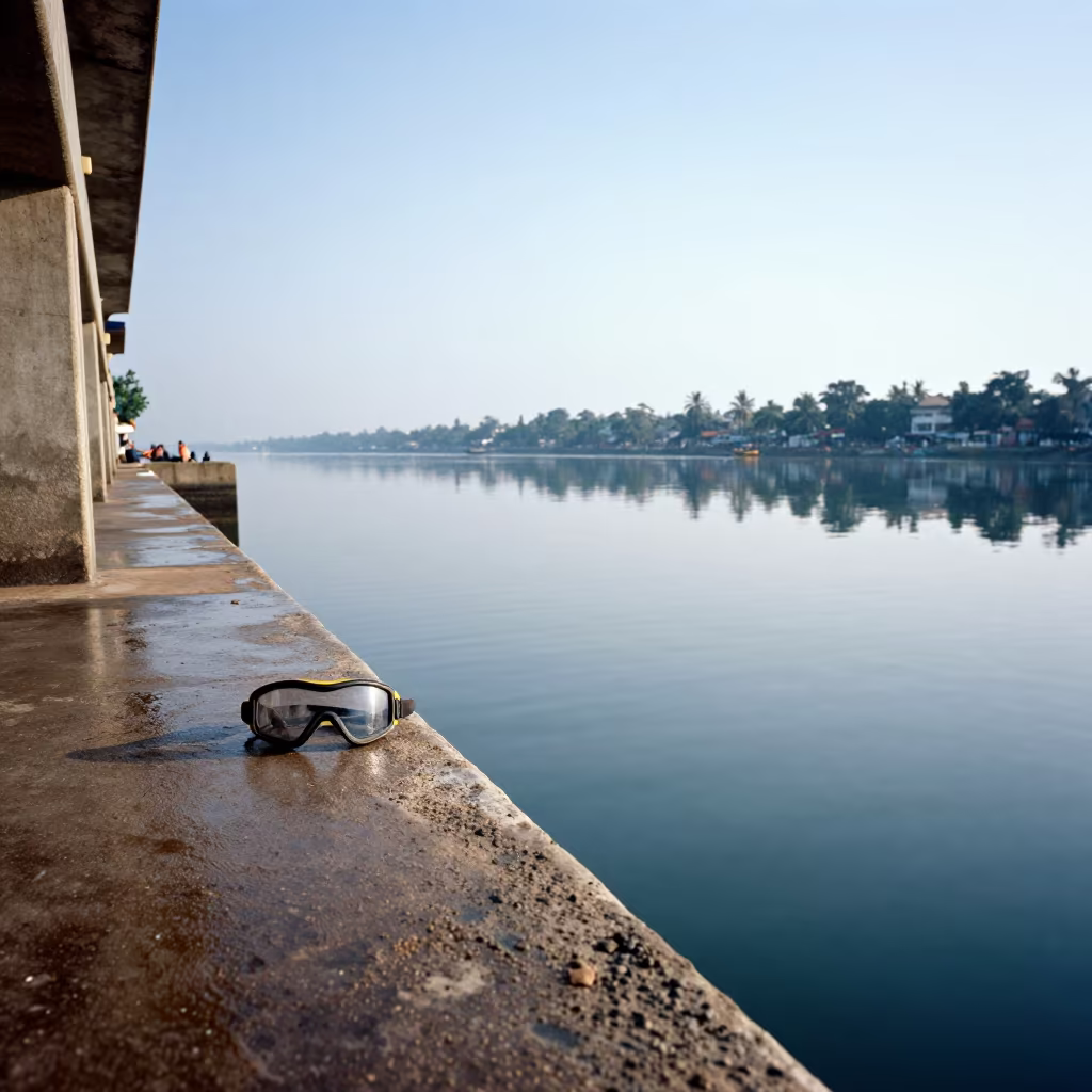 Belay Ledge Goggles on Ujjain Harbor Water Floor in at a harbor quay near Ujjain