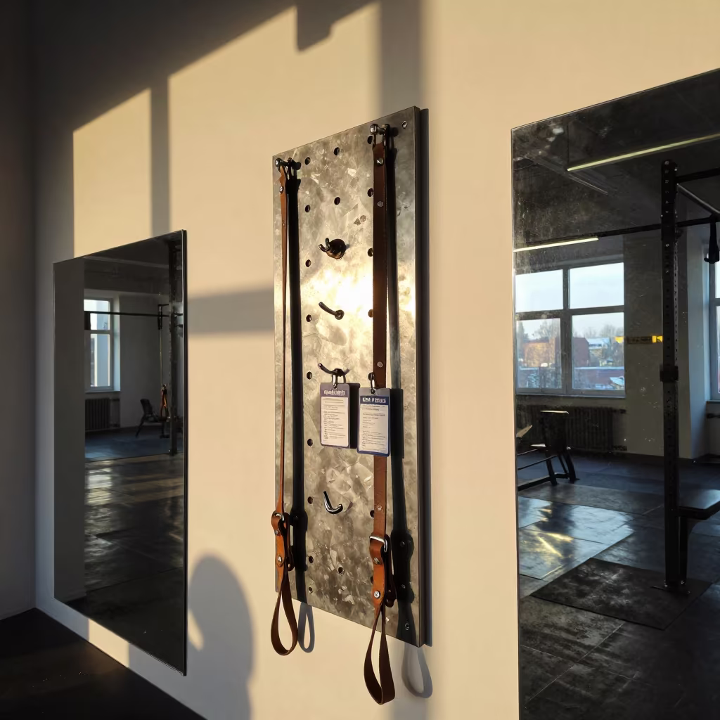 Belay Tag Board in Wroclaw Strength Room in inside a strength room in Wroclaw