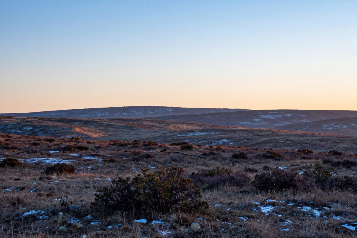 Belgian Foothills at First Sunrise in from a ridge above layered foothills in Belgium
