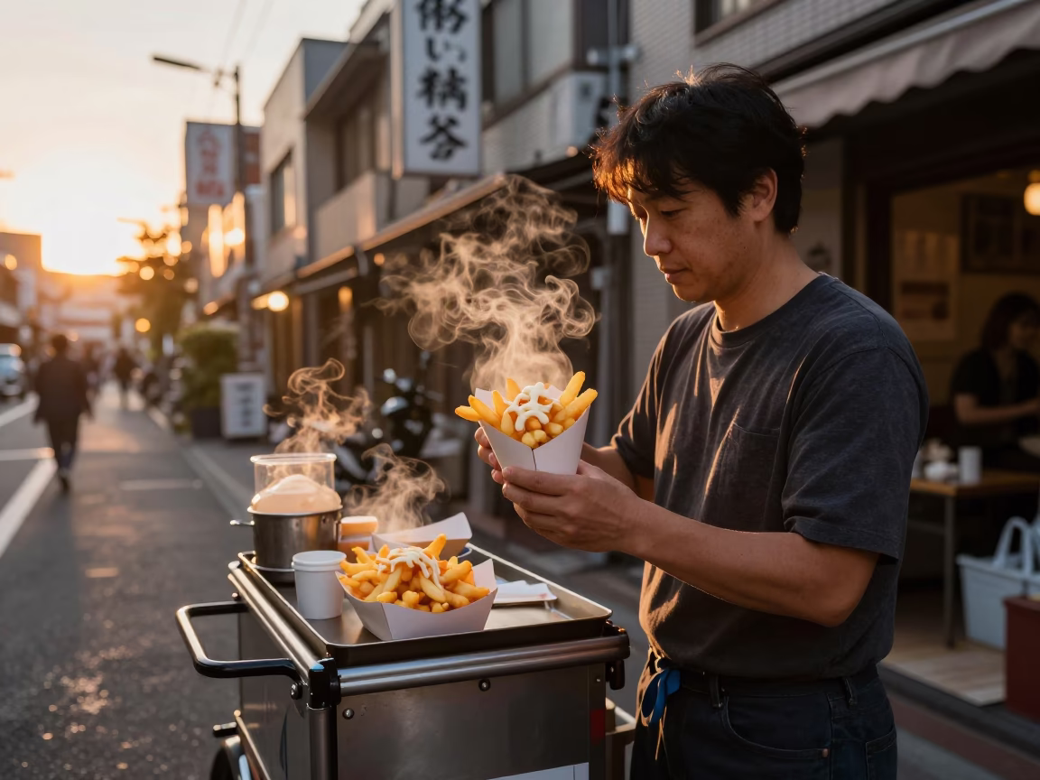 Belgian Frites in Tokyo at Golden Hour in in Tokyo, Japan