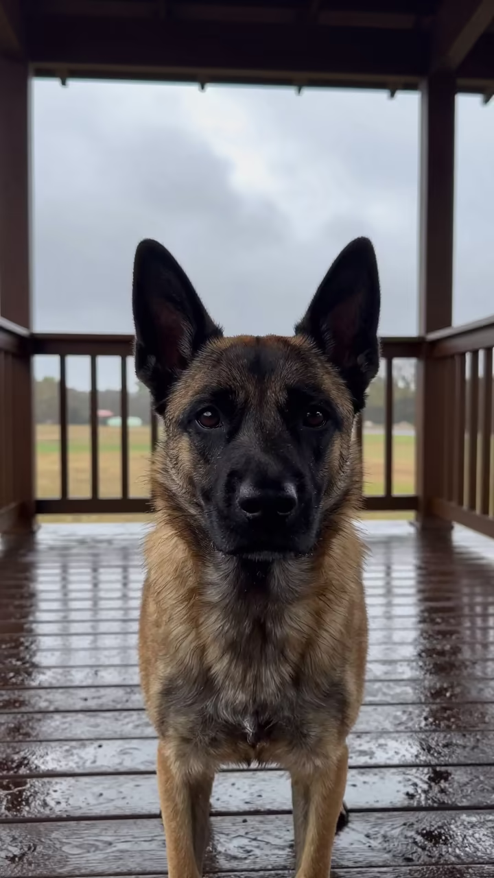 Belgian Tervuren Portrait on Shaded La Paz Porch in along a quiet park path with soft open shade and a clean background in Calle Jaen, La Paz