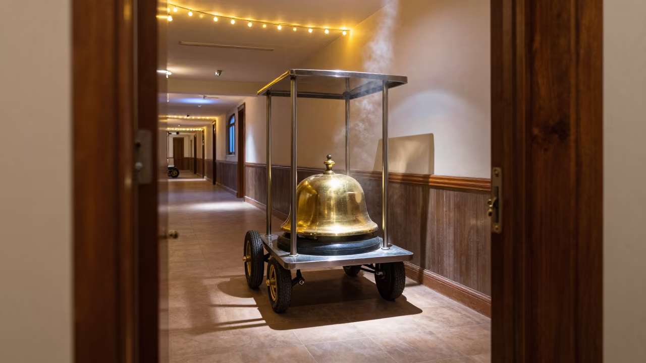 Bell Cart Wheel Bay in Peshawar Hotel Corridor in in a quiet guest corridor in Peshawar