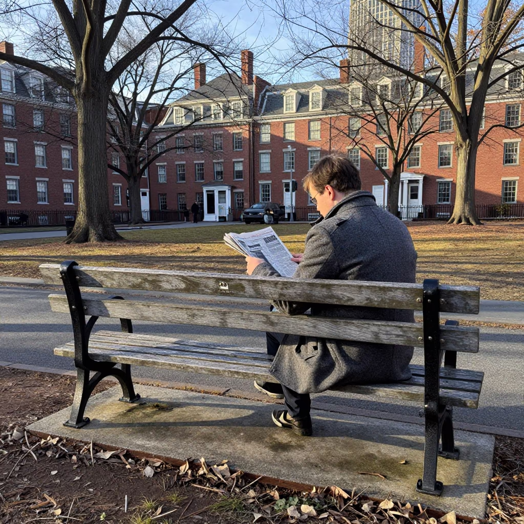 Bench Scene in Boston at The Early Afternoon Light in in Boston, Massachusetts, United States
