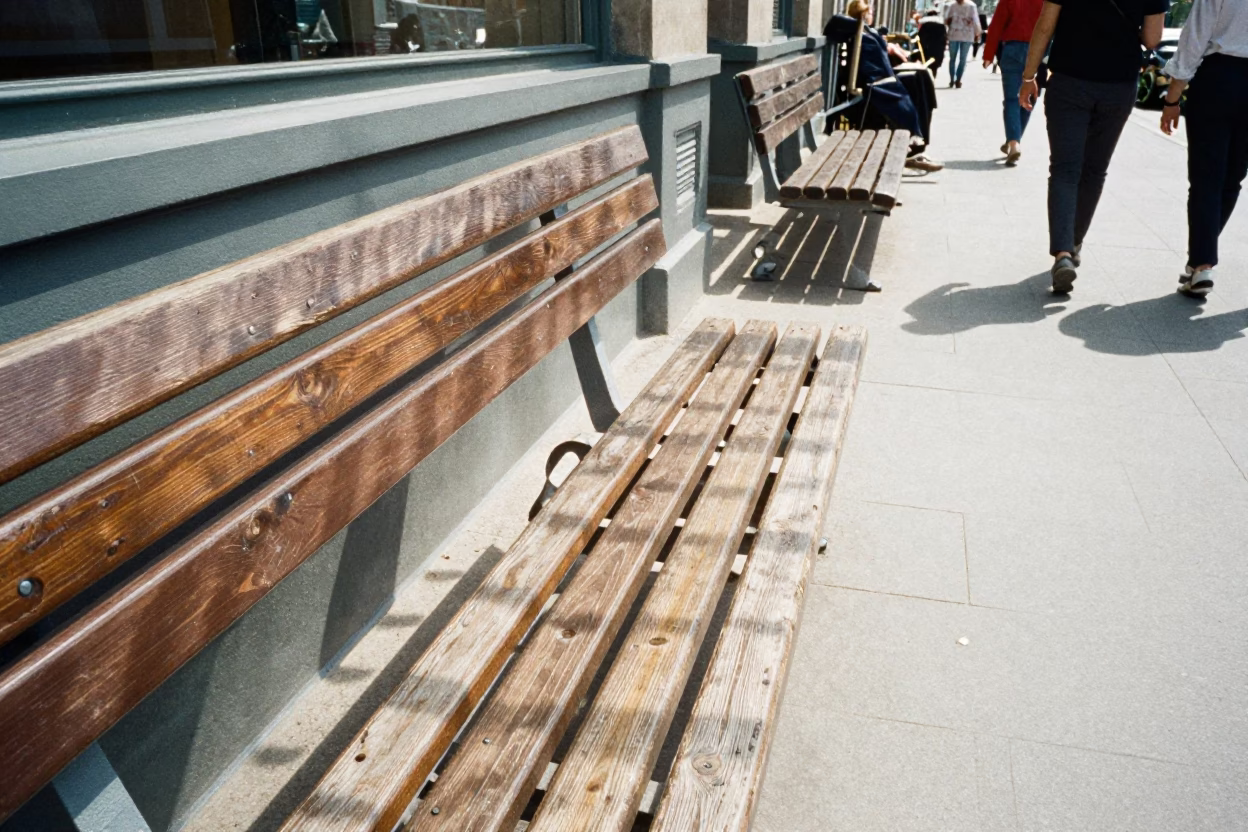 Bench Slats in Paris at Midday Light in in Paris, France