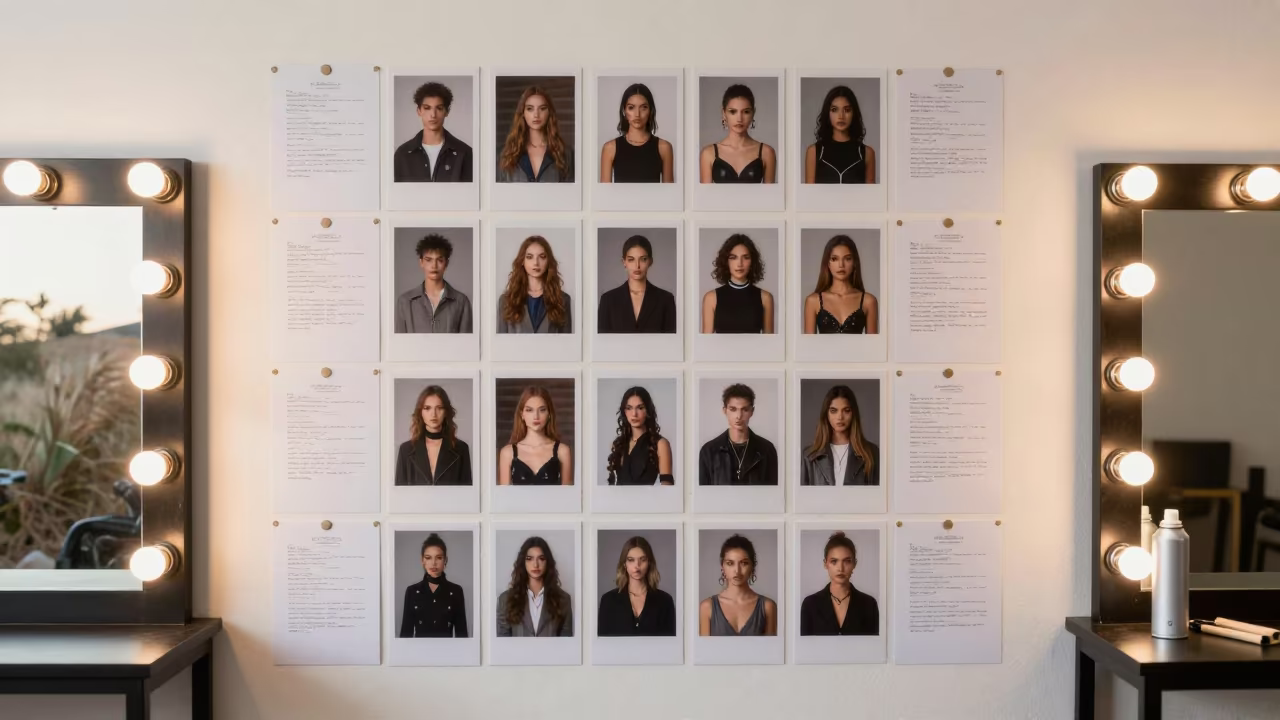 Bendigo Fashion Lookbook Wall Sunrise Haze in beside a mirror lined with makeup bulbs near Bendigo