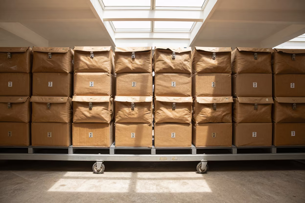 Benghazi Mail Sacks on Sorting Belt Rail in at a parcel sorting belt in Benghazi