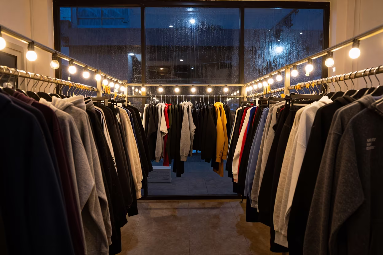 Benin City Retail Fitting Room Rail Before Opening in inside a storefront prepared for opening in Benin City