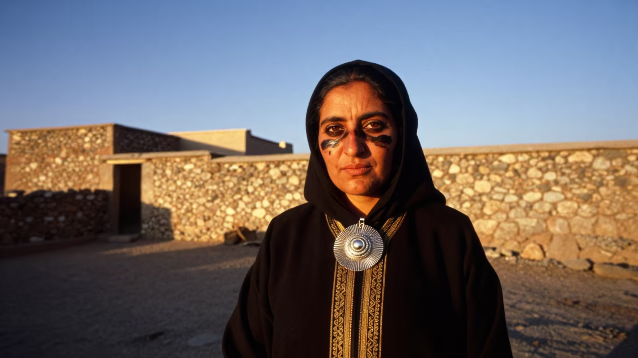 Berber Woman Portrait in El Alto Old Quarter in in the old quarter in El Alto