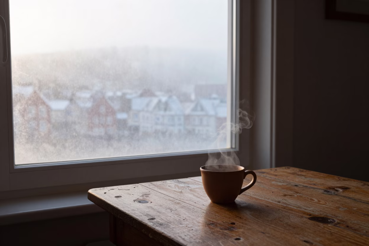 Bergen 1970s Interior at As First Light Reaches The Scene in in Bergen, Norway