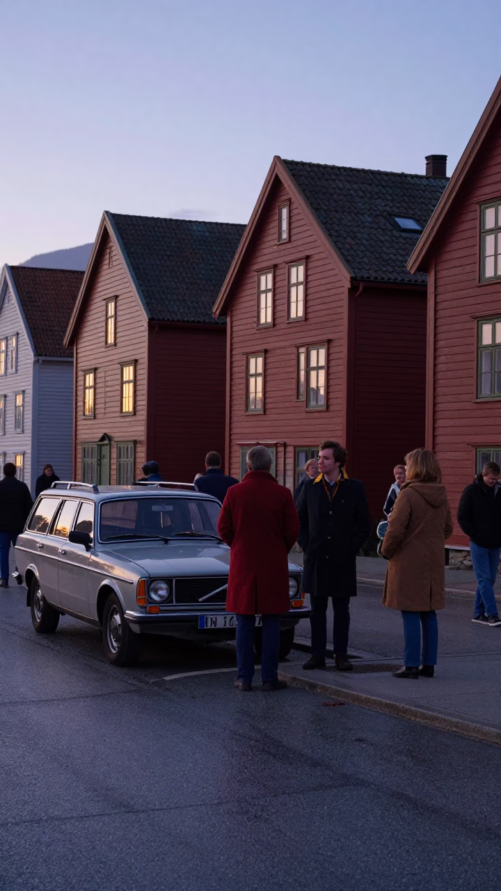 Bergen Before Sunrise at Sunrise Light in in Bergen, Norway