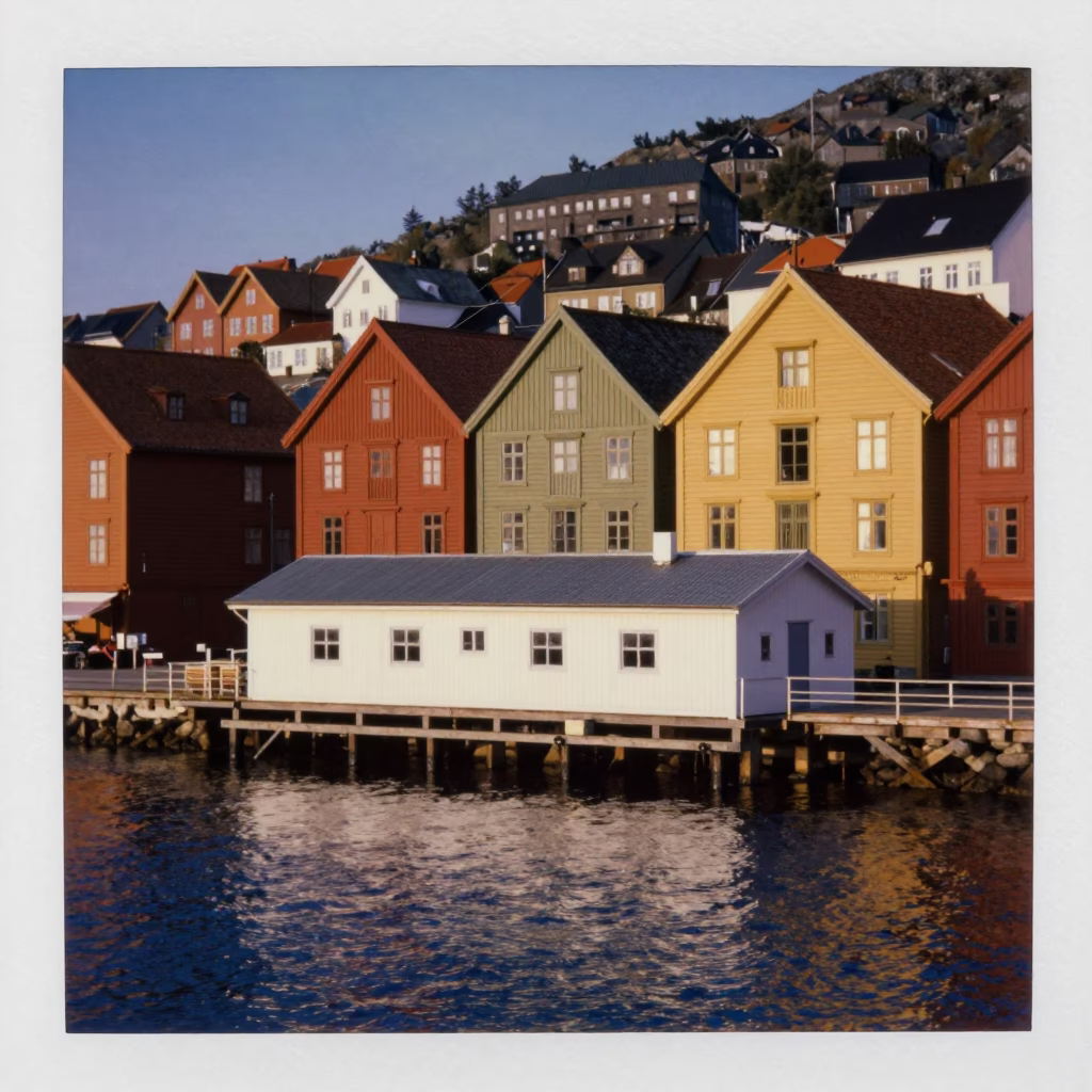 Bergen Marine Science Station at Sunset Light in in Bergen, Norway