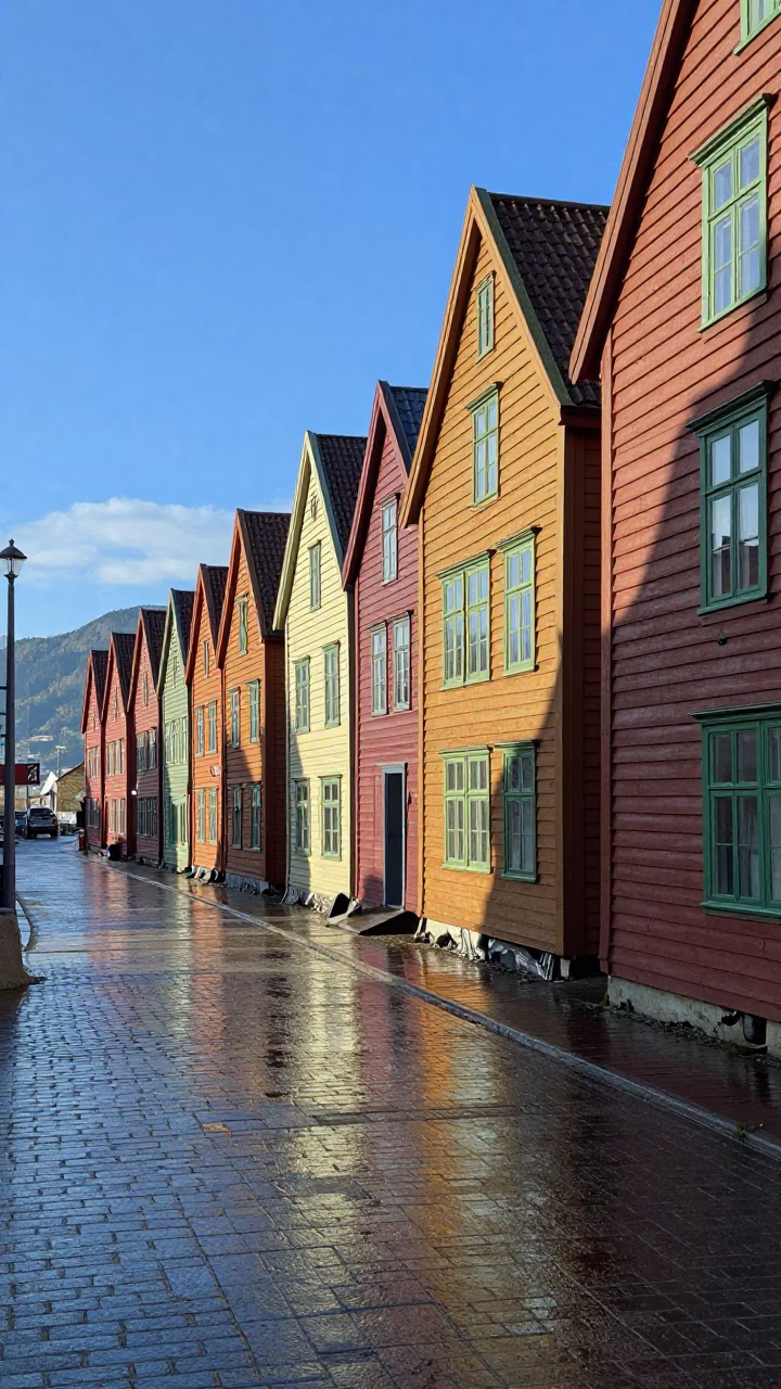 Bergen Resident at Late Morning Light in in Bergen, Norway