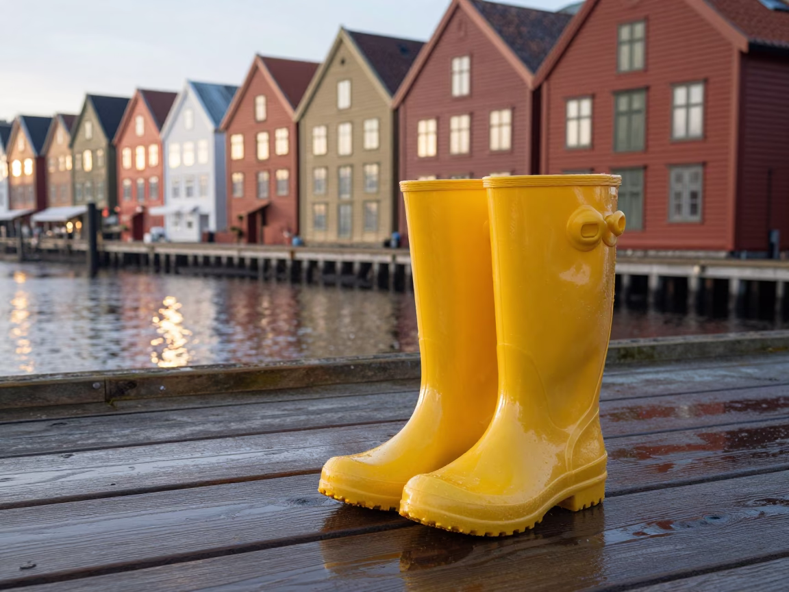 Bergen Yellow Rain Boots in in Bergen, Norway