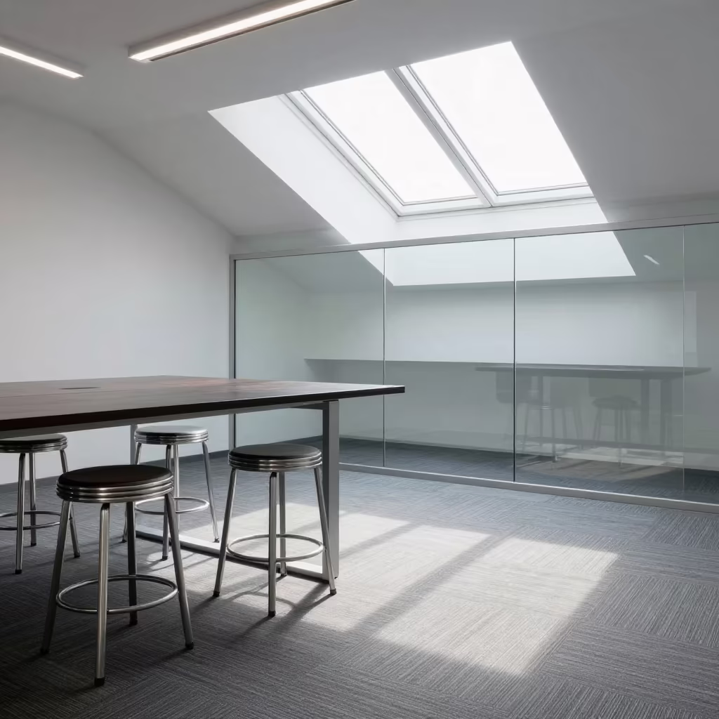 Berlin Boardroom Stool Rack Morning Light in at a boardroom table before a meeting in Berlin