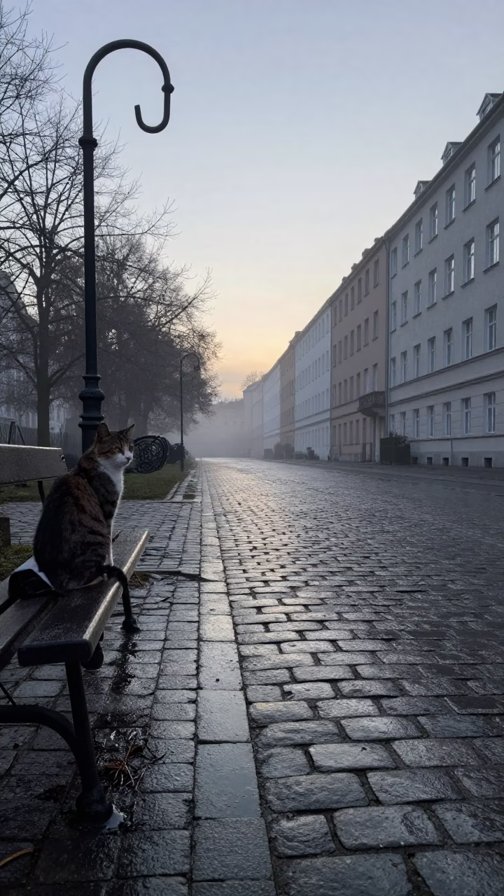 Berlin Cat at Early Morning Light in in Berlin, Germany