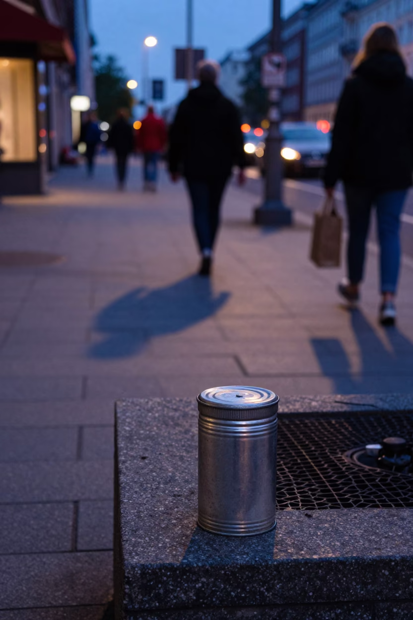 Berlin Early Evening Street Scene with Coffee Tin and Urban Details in in Berlin, Germany