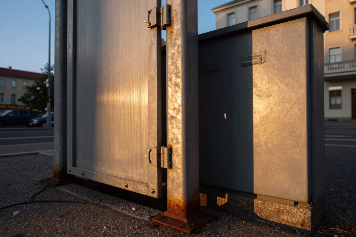 Berlin Germany Golden Hour Street Scene with Brushed Steel and Rust Details in in Berlin, Germany