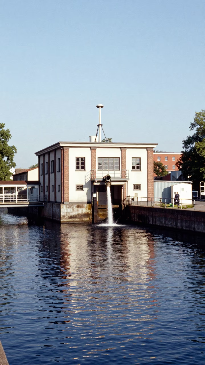 Berlin Germany Noon Light Canal Pumping Station and Urban Water Management Infrastructure in in Berlin, Germany
