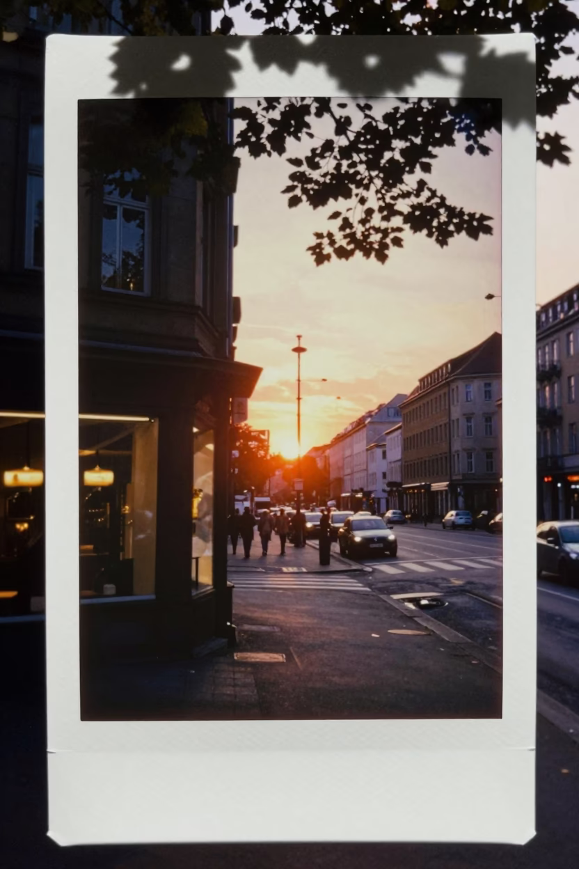 Berlin Germany Street Scene at Sunset with Leaf Shadows and Window Light in in Berlin, Germany