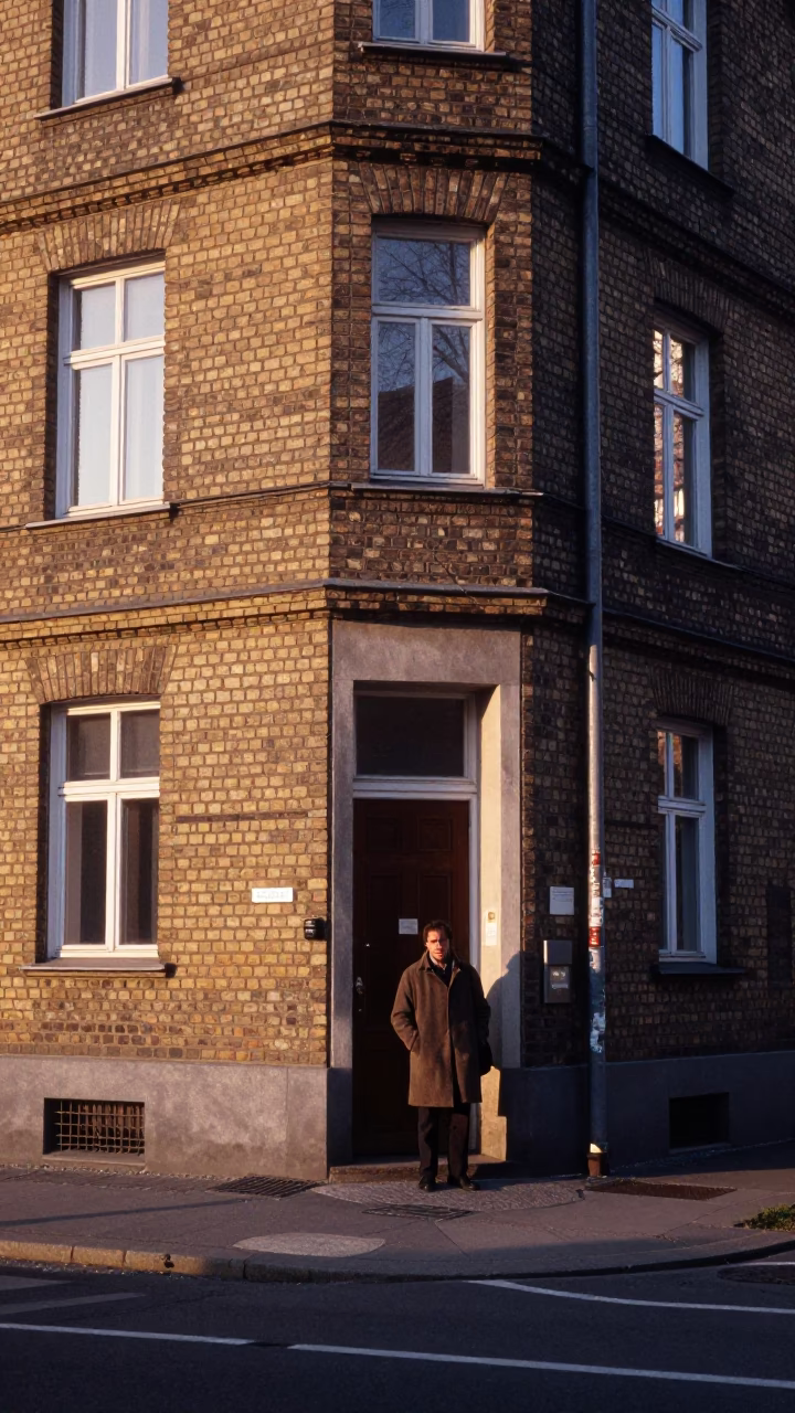 Berlin Germany Sunrise Street Scene with Vintage 1960s Architecture and Local Details in in Berlin, Germany