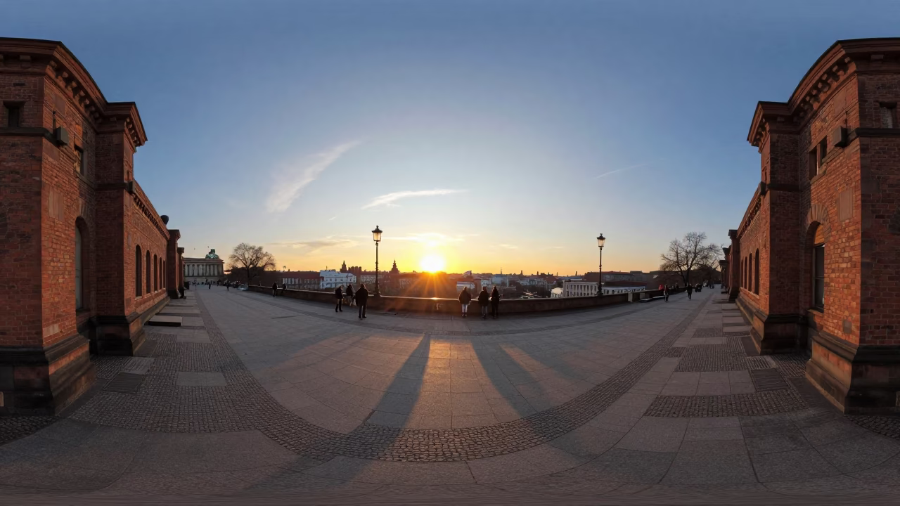 Berlin Germany Sunset Horizon View Over Historic Stone Architecture and Urban Landscape in in Berlin, Germany