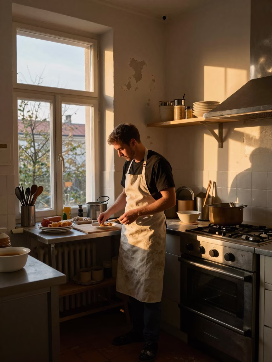 Berlin Kitchen Evening at Honeyed Evening Light in in Berlin, Germany