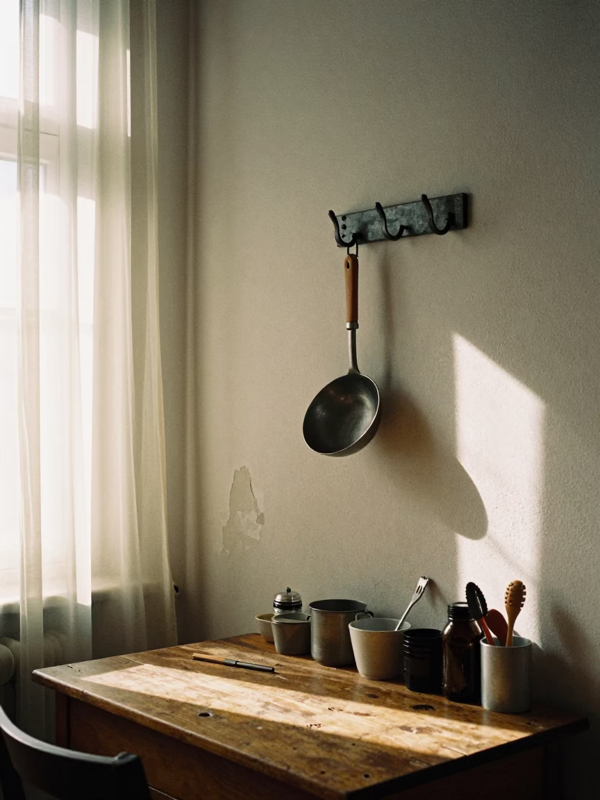 Berlin Kitchen Utensils at The Early Afternoon Light in in Berlin, Germany