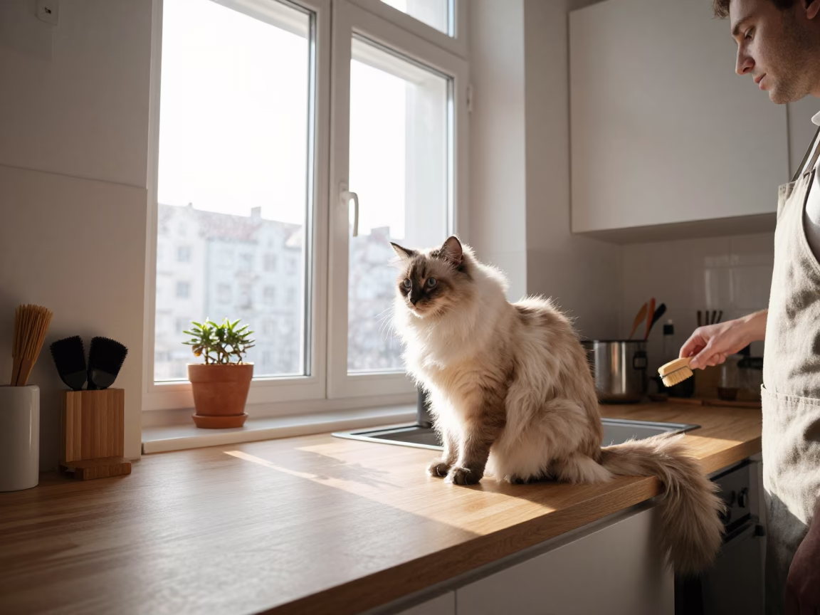 Berlin Morning Routine with Turkish Angora Cat and Kitchen Details in in Berlin, Germany
