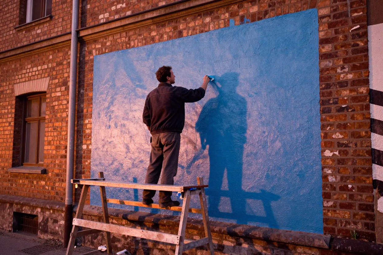 Berlin Painting Wall at Copper-toned Light Before Dusk in in Berlin, Germany